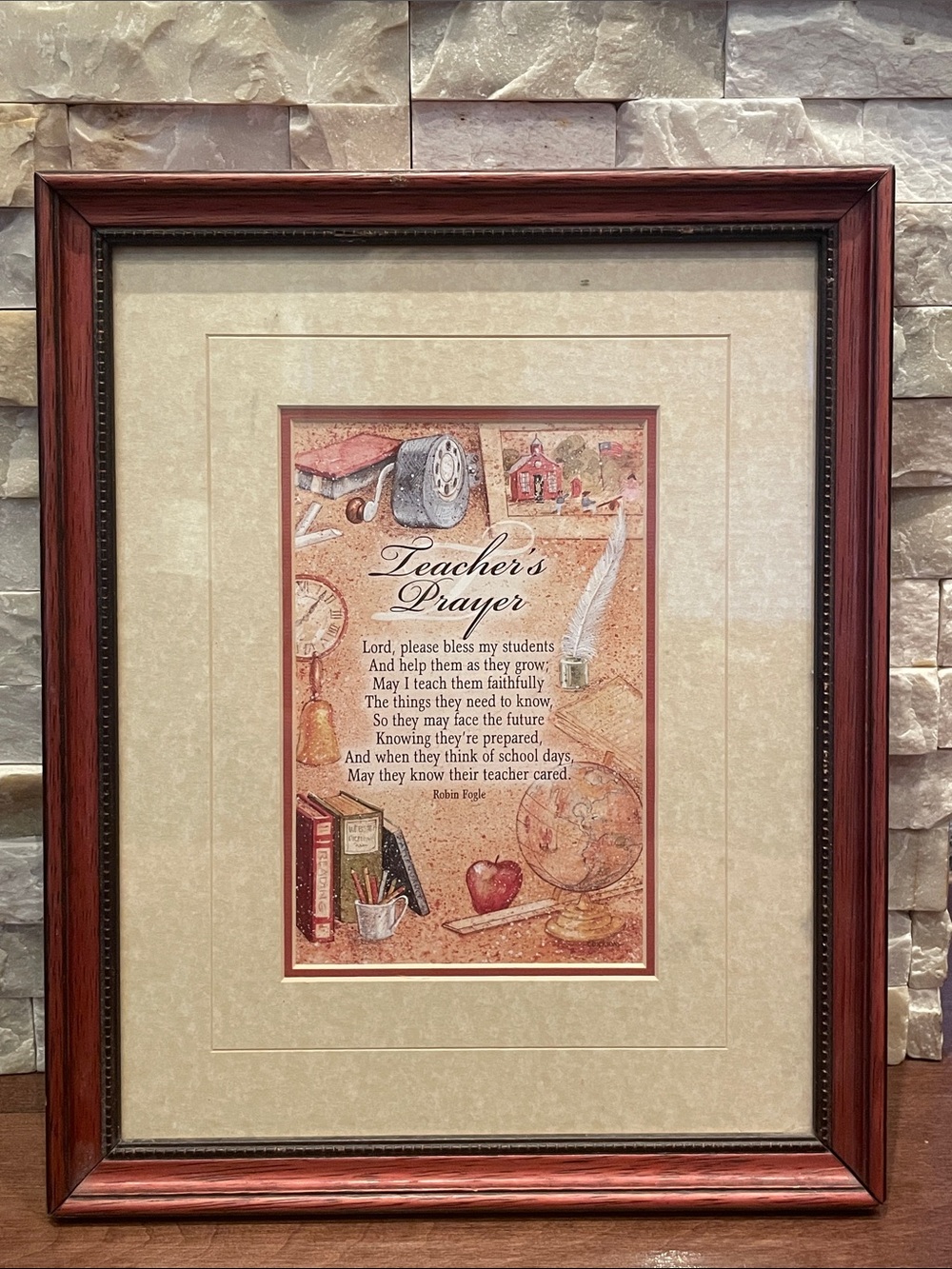 Teacher's Prayer Framed Wall Art - Brown Wood Frame